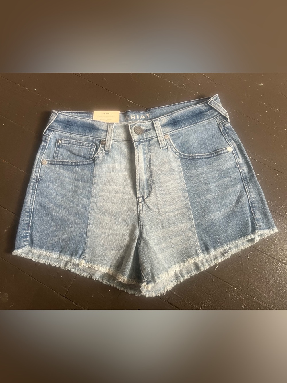 Ariat Women's Two-Tone Light Blue Denim Patch Boyfriend Shorts